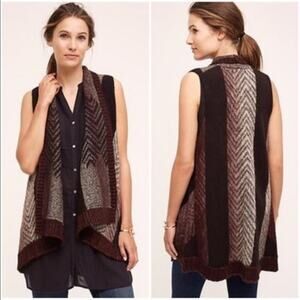 Anthropologie Sleeping on Snow Mabli Wool Blend Sweater Vest Brown M/L